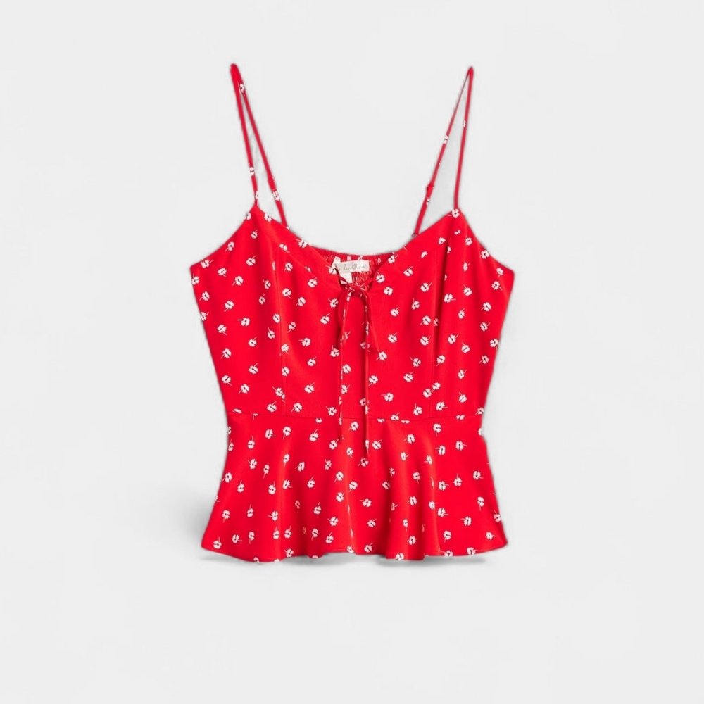 Nine Brittion Woman's Tallie Cropped Sweetheart Cami Red Size Small